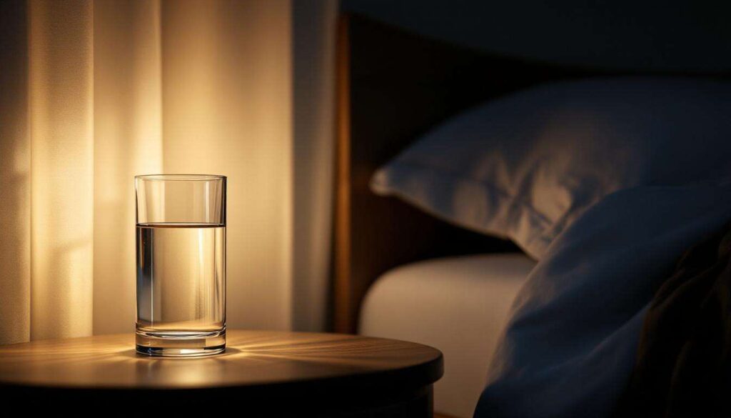 Putting a glass of water next to your bed can affect morning air dryness