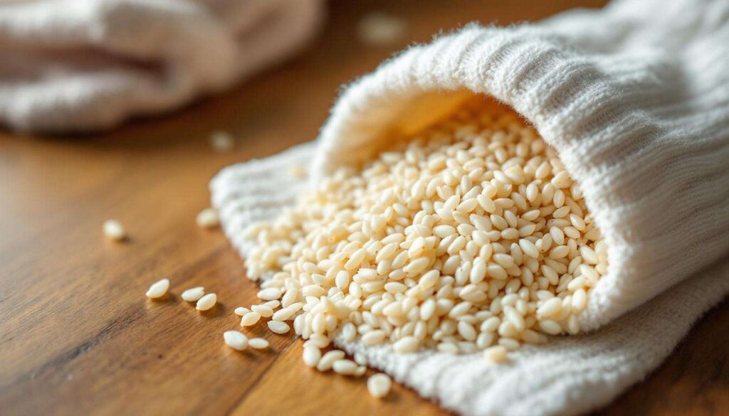 Putting rice in a sock and microwaving it creates a reusable heat source with a specific benefit